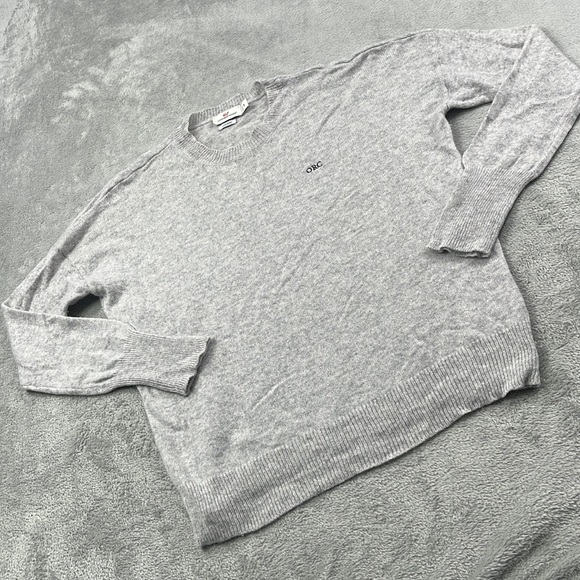 Vineyard Vines M 100% Cashmere Gray Sweater Crew Neck‎ Embroidered "ORC" - Picture 1 of 10
